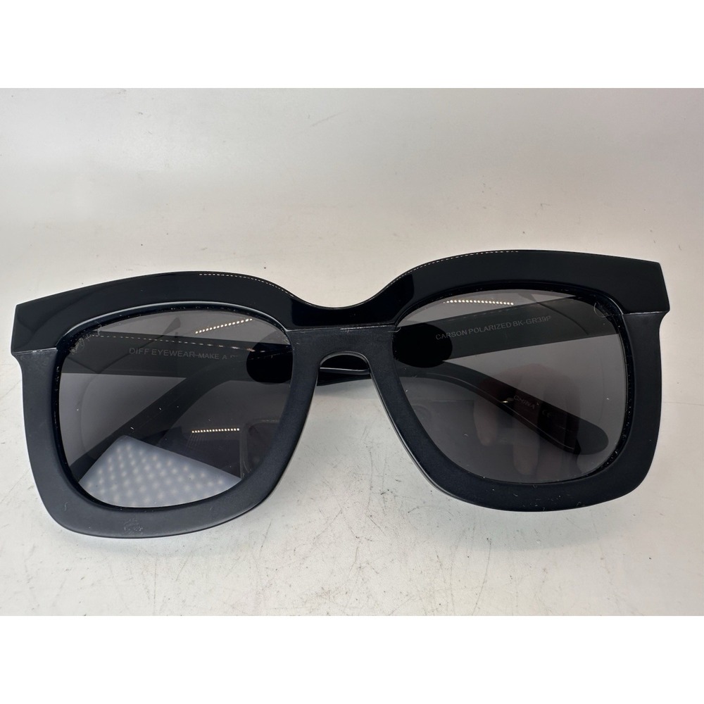 DIFF Eyewear Carson Polarized Sunglasses Black Gray Oversized Square Womens